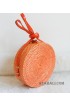coloring rattan circle sling leather bags orange color